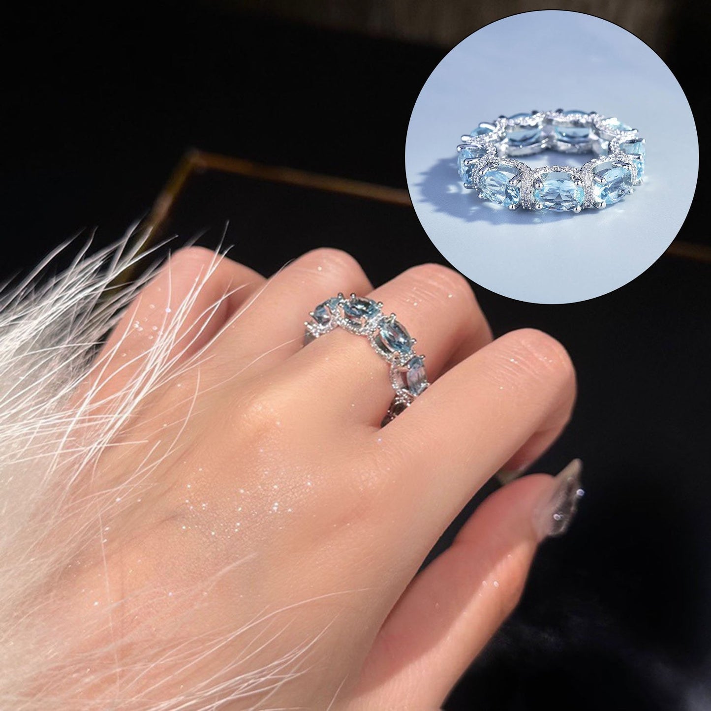 Sea Blue Crystal Promise Ring