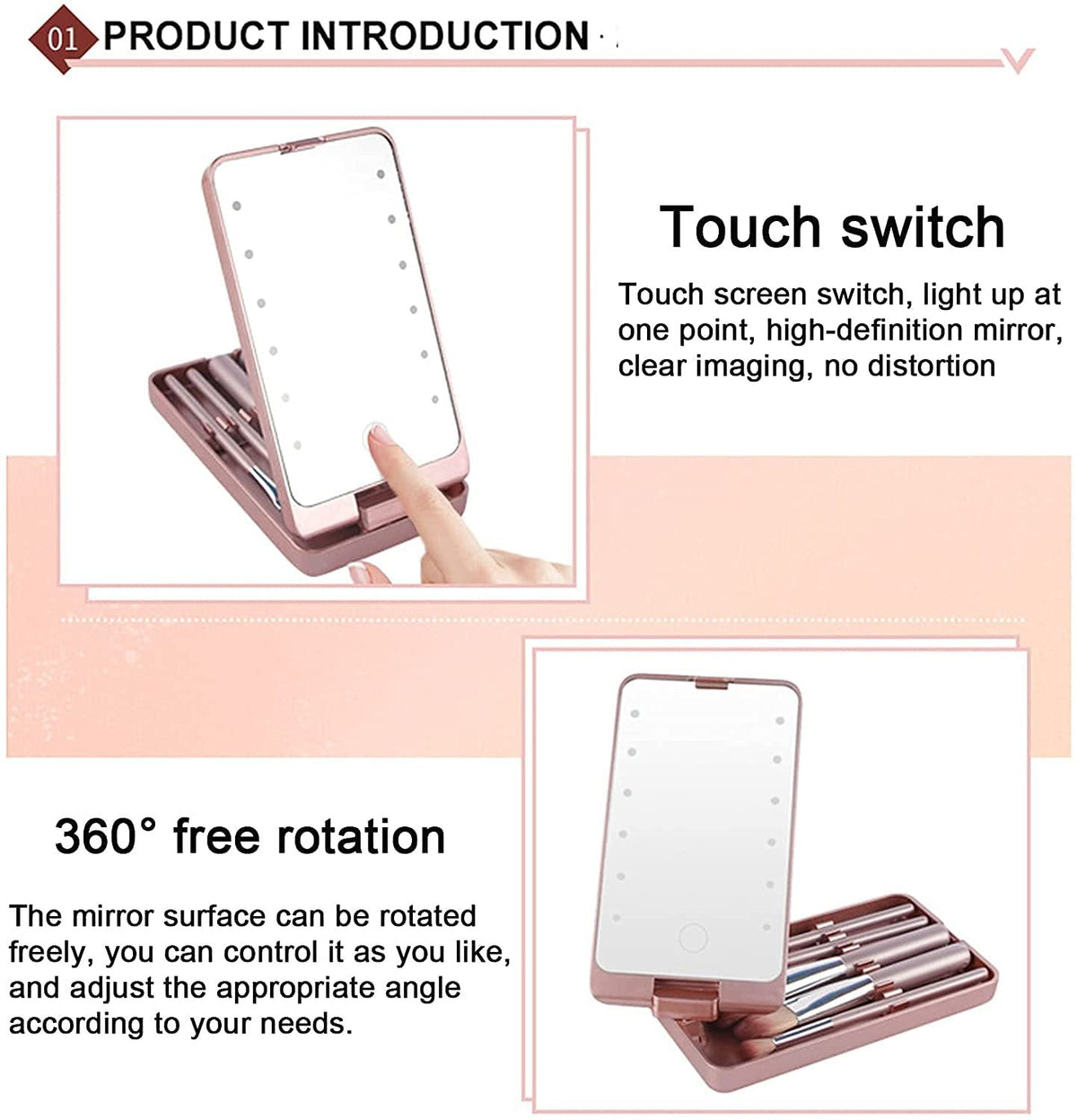💖Hot Sale 50% OFF💖Travel Makeup Brush Set with LED light