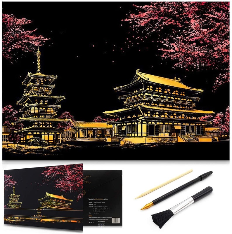 Scratch Painting kits, Craft Art Set, Rainbow Art Painting Paper for Kids Adults