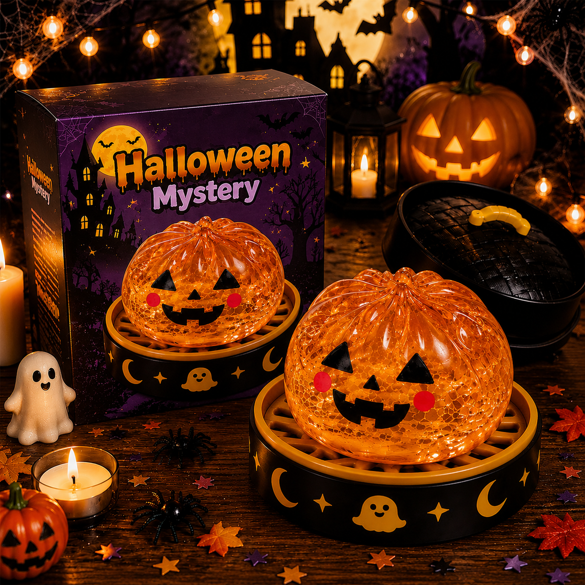 Squishy Glitter Light Up Halloween Pumpkin