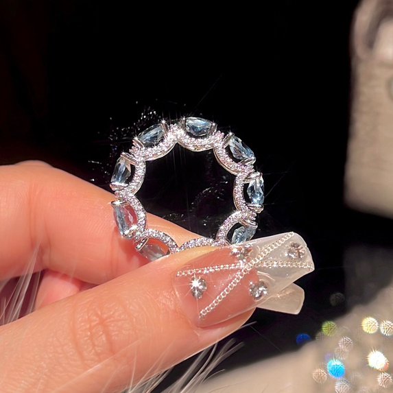 Sea Blue Crystal Promise Ring