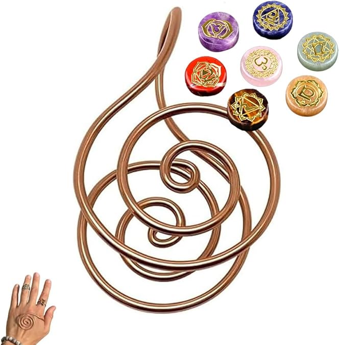 🔥Last Day 50% OFF - 🤲🏼 Spiral Hand Rings - Handmade Reiki & Crystal Amplifier for Meditation, Manifestation and Energy Healing