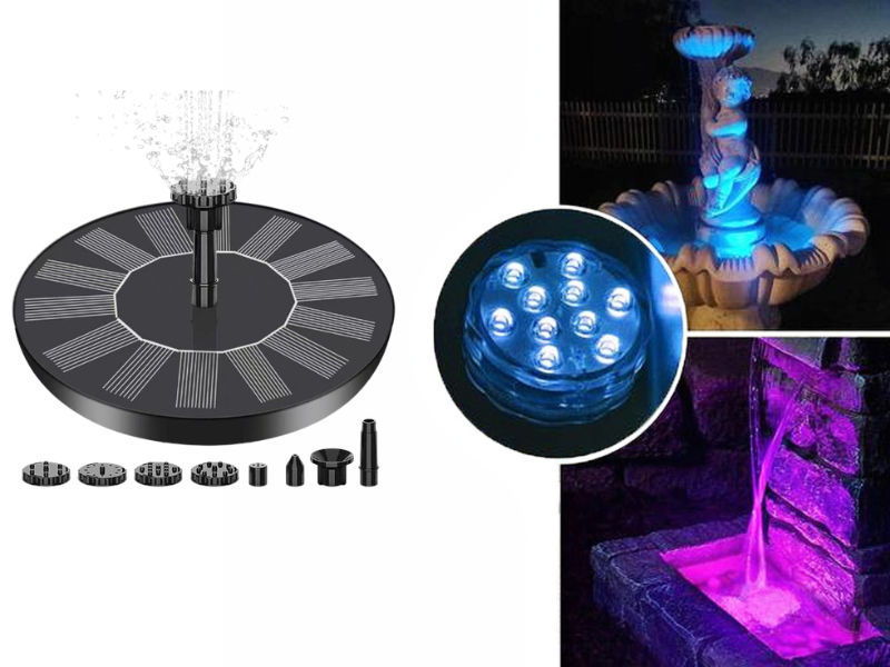 🔥Hot Sales 56% OFF🔥Solar Fountain, Solar Powered Bird Bath Fountain Pump with 4 Nozzles 1.4W Solar Panel Kit Water Pump, Outdoor Watering Submersible Pump for Pond, Pool, Garden, Fish Tank
