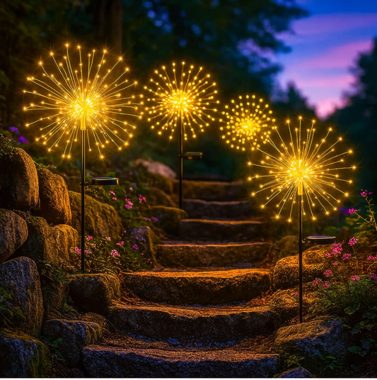 8-Mode LED Solar Firework Garden Lights - 90 LED, Flexible Copper Wire, IP65 Waterproof