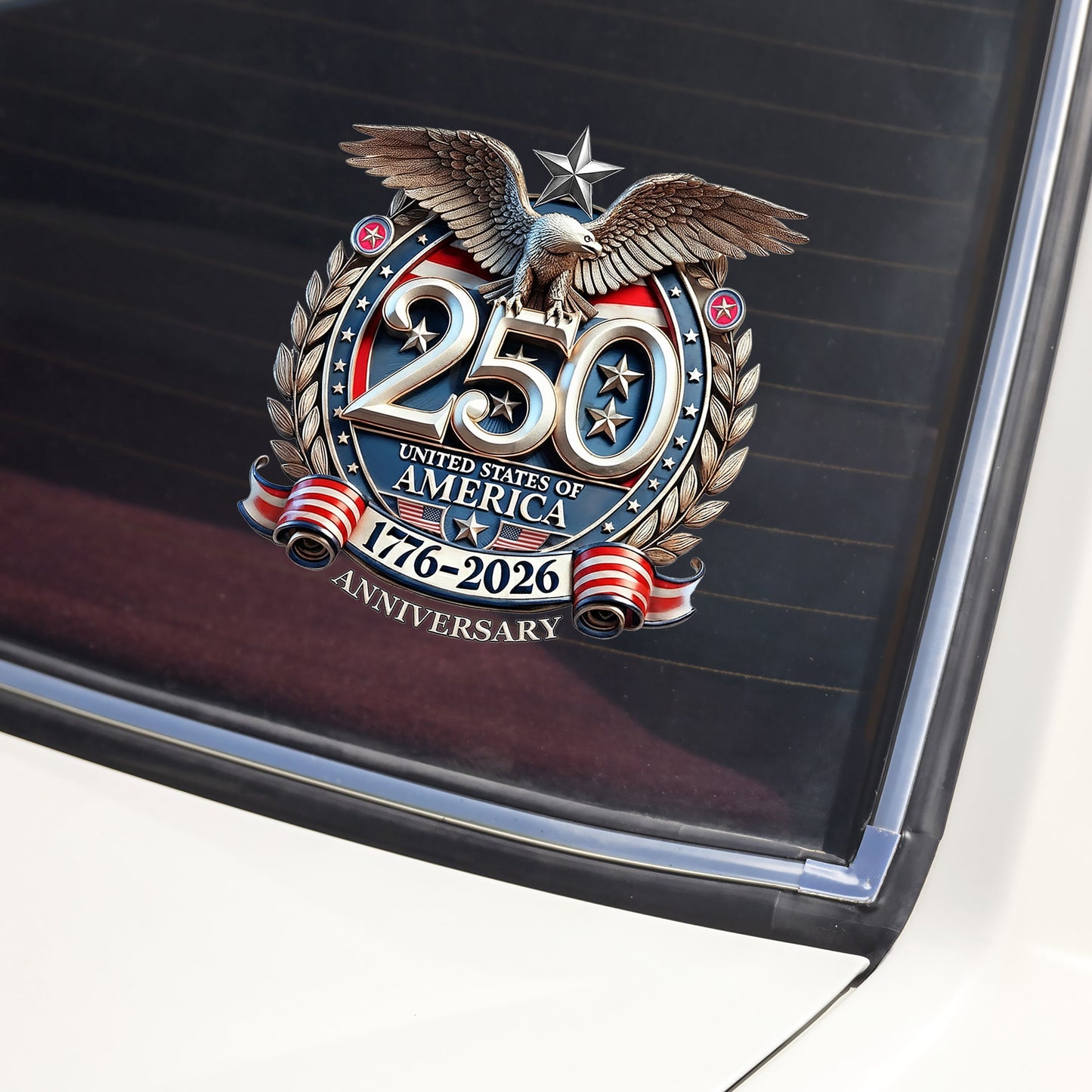 USA 250th Anniversary Eagle Car Window Decal (1776–2026)
