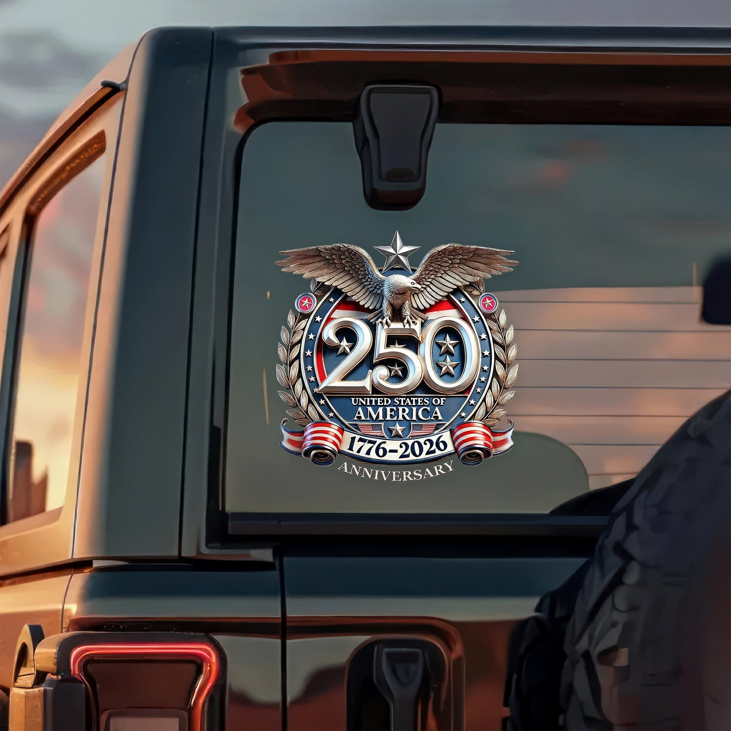 USA 250th Anniversary Eagle Car Window Decal (1776–2026)