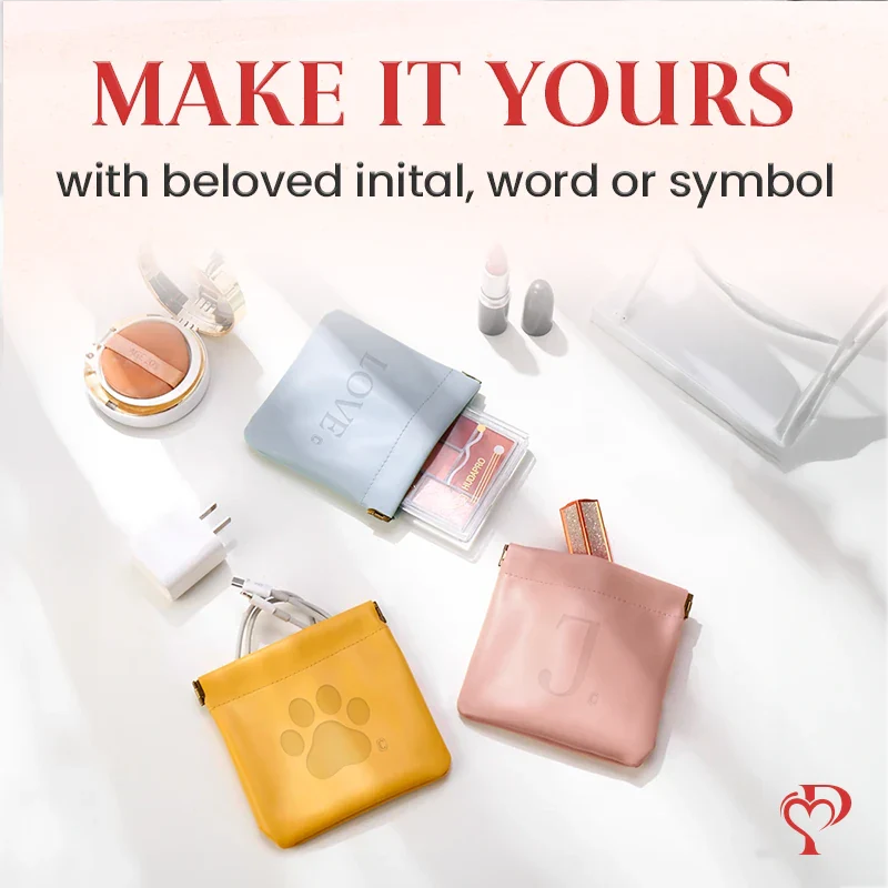 Pouchic - Personalized Snap Closure Leather Organizer Pouch