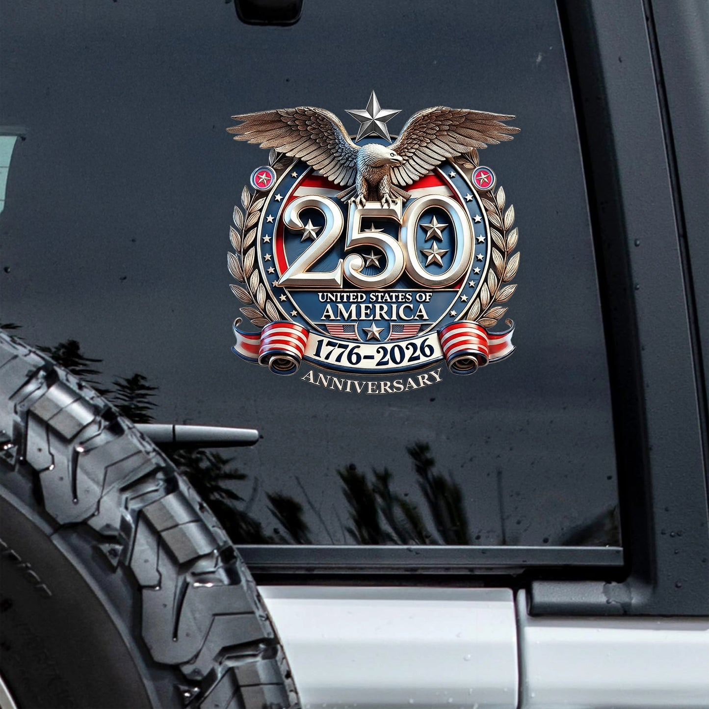 USA 250th Anniversary Eagle Car Window Decal (1776–2026)