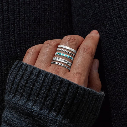 🔥Hot Sale 49% OFF🎁Sterling Silver Bohemian Openwork Carved Turquoise Ring
