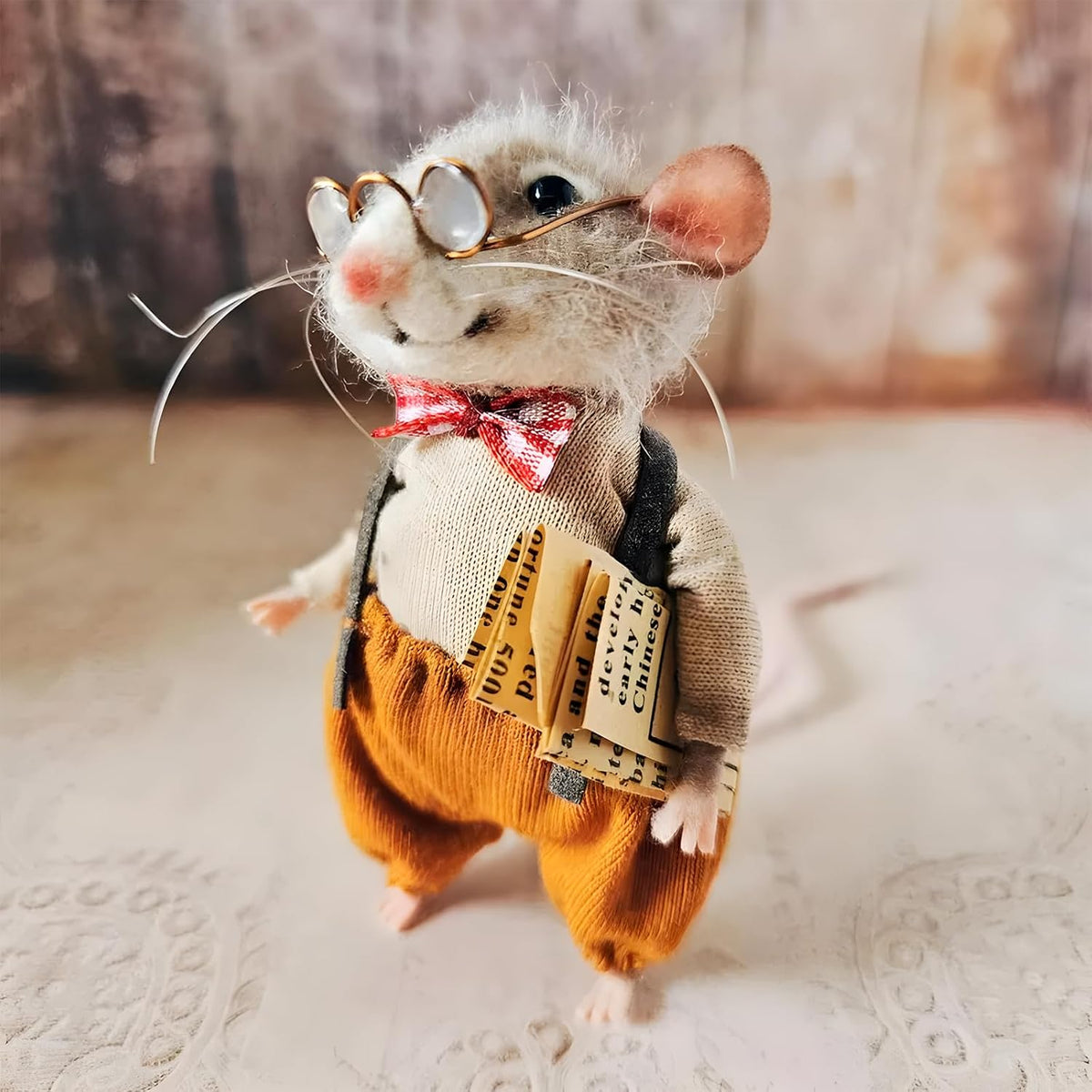 Christmas Needle Felted Mouse, Cute Handmade Wool Felt Mouse Ornament, Felt Mice Figurine for Holiday Christmas Decor, Needle Felted Christmas Mouse Doll Festival Decorations (5 Set)