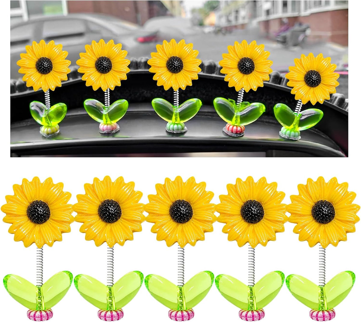 Sunflower Car Dashboard Decorations, Cute Dancing Sun Flowers Decor Creative Rocking Ornaments