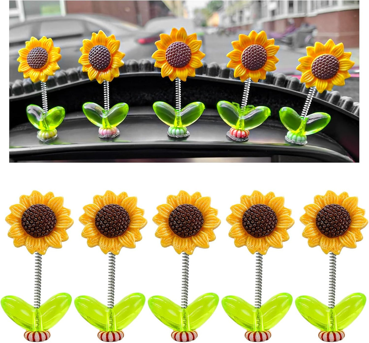 Sunflower Car Dashboard Decorations, Cute Dancing Sun Flowers Decor Creative Rocking Ornaments