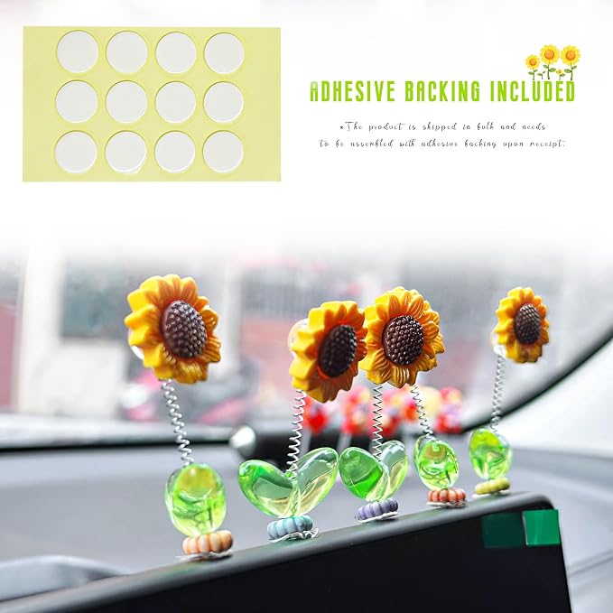 Sunflower Car Dashboard Decorations, Cute Dancing Sun Flowers Decor Creative Rocking Ornaments