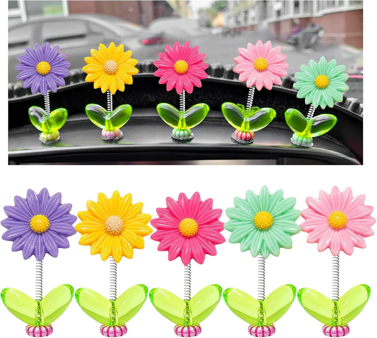 Sunflower Car Dashboard Decorations, Cute Dancing Sun Flowers Decor Creative Rocking Ornaments