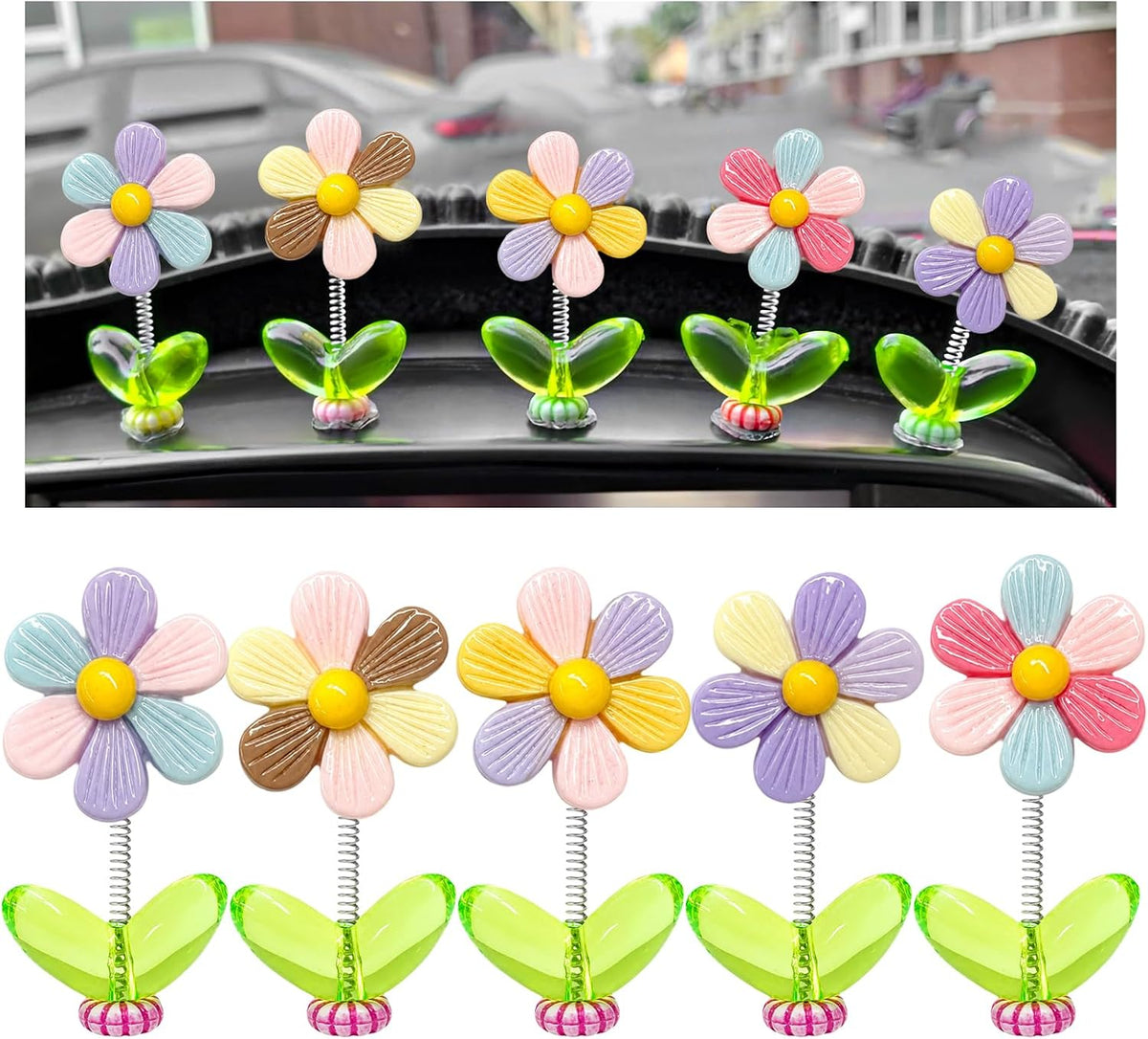 Sunflower Car Dashboard Decorations, Cute Dancing Sun Flowers Decor Creative Rocking Ornaments
