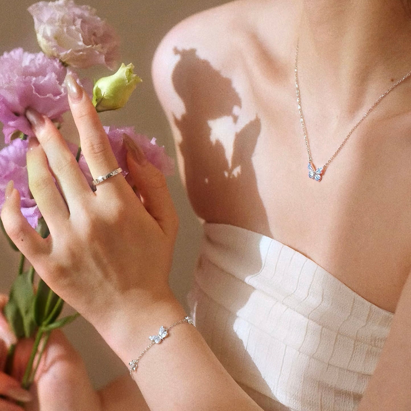 Luminous Dream Blue Butterfly Necklace