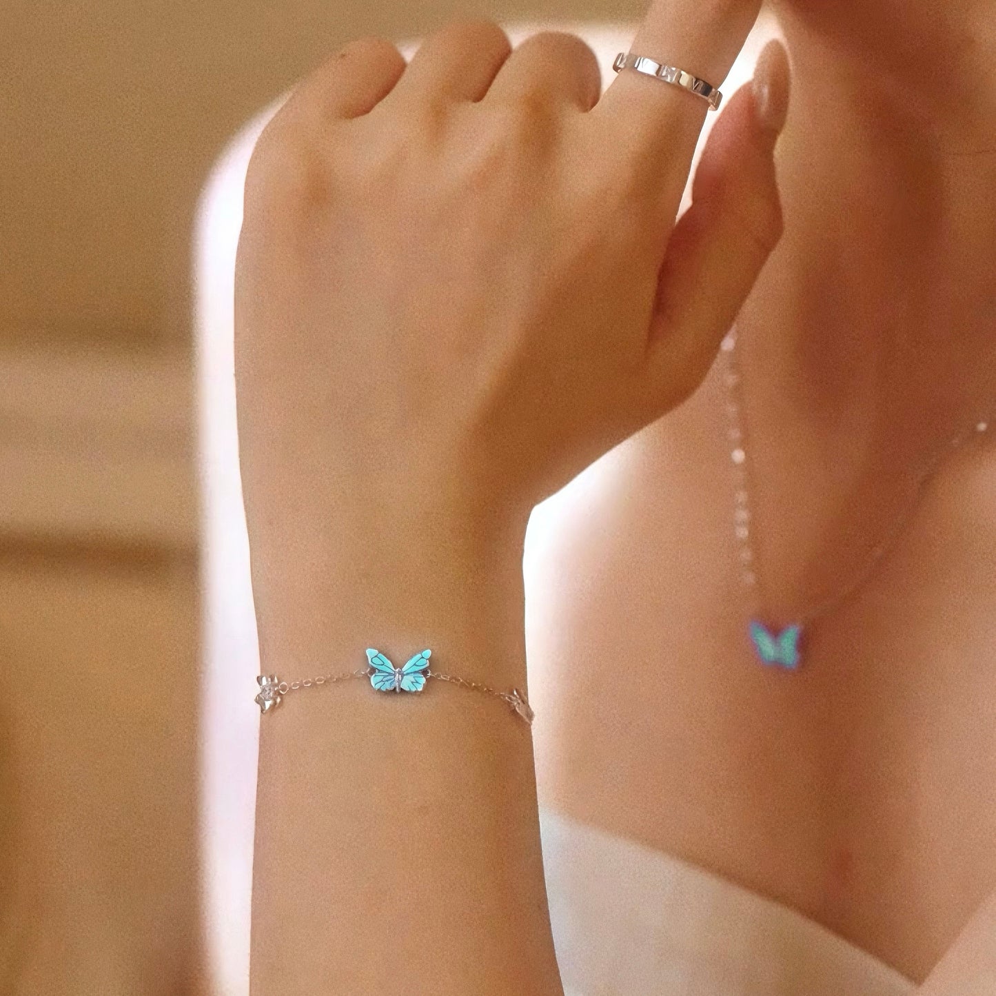 Luminous Dream Blue Butterfly Necklace