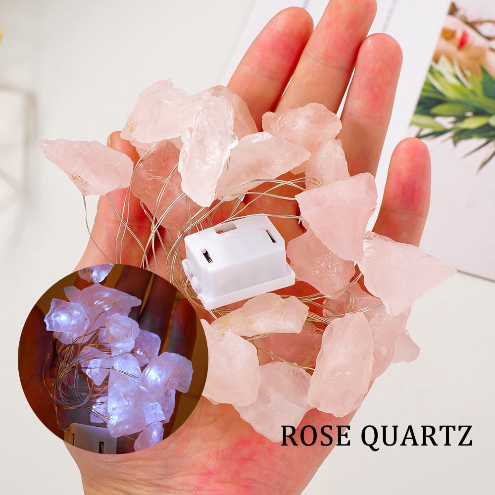 Crystal Fairy Lights – Natural Gemstone LED String Lights for Magical Home Décor