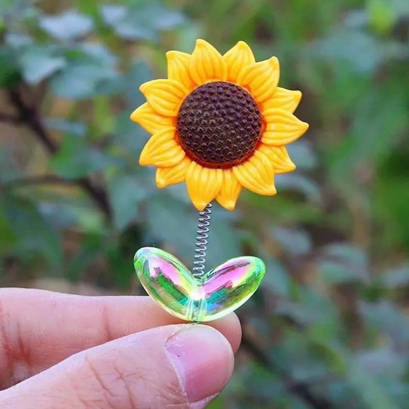 Sunflower Car Dashboard Decoration - Yellow Plastic Bobblehead