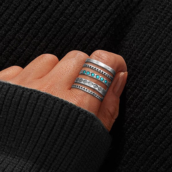 🔥Hot Sale 49% OFF🎁Sterling Silver Bohemian Openwork Carved Turquoise Ring