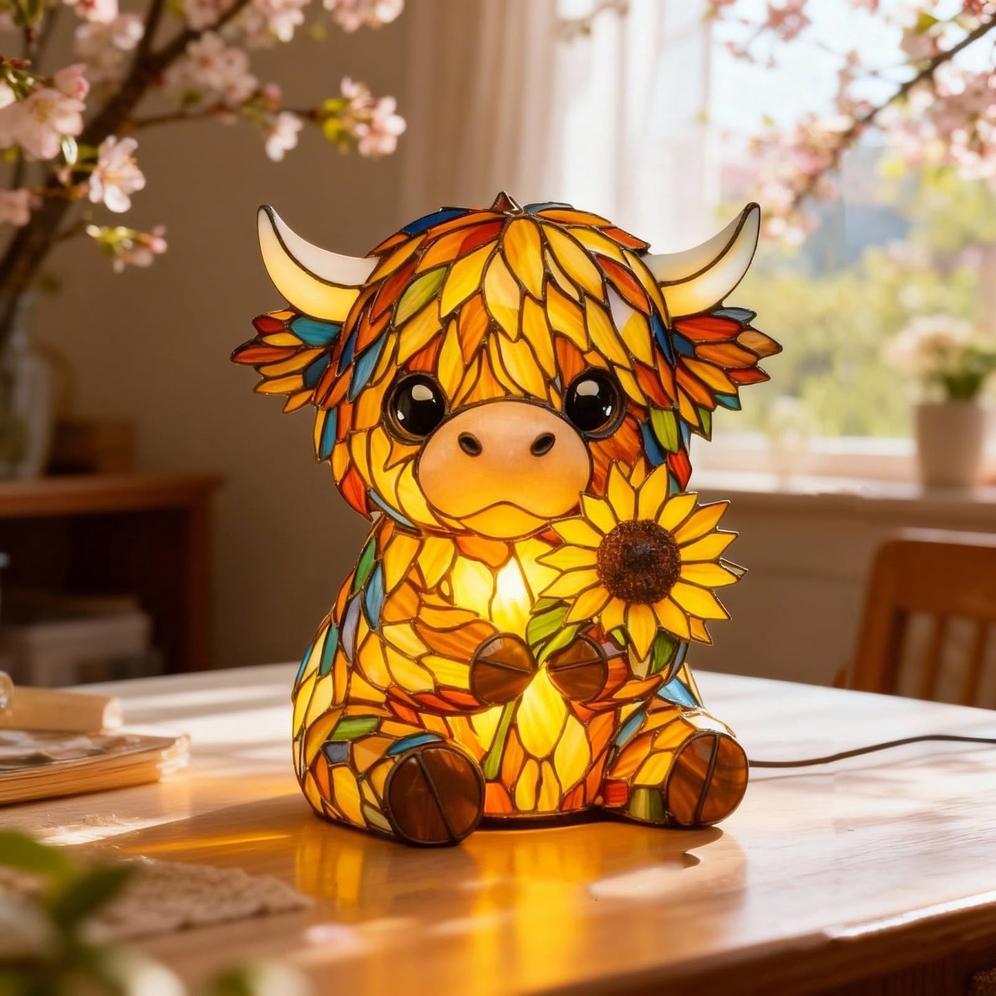 🌻Sale 49% OFF- 🐮Creative Highland Cow  Sunflower LED Night Light