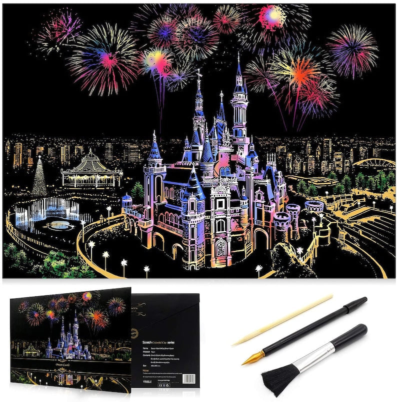 Scratch Painting kits, Craft Art Set, Rainbow Art Painting Paper for Kids Adults