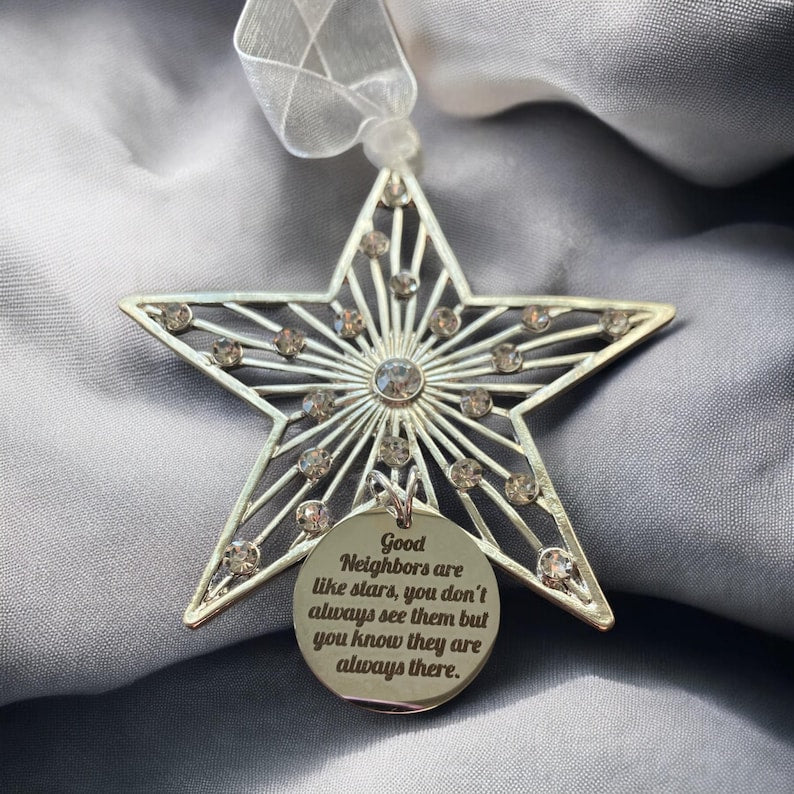 Crystal Star Neighbor Ornament: Silver Plated Thank You Gift