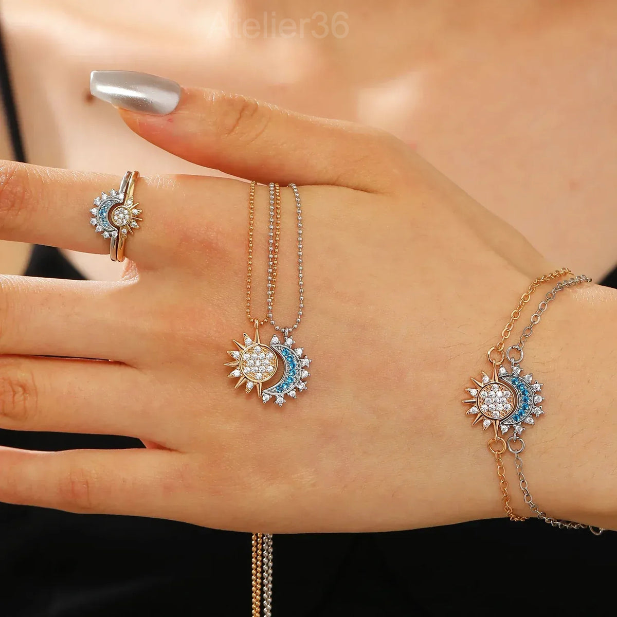 Sun and Moon Matching Necklace