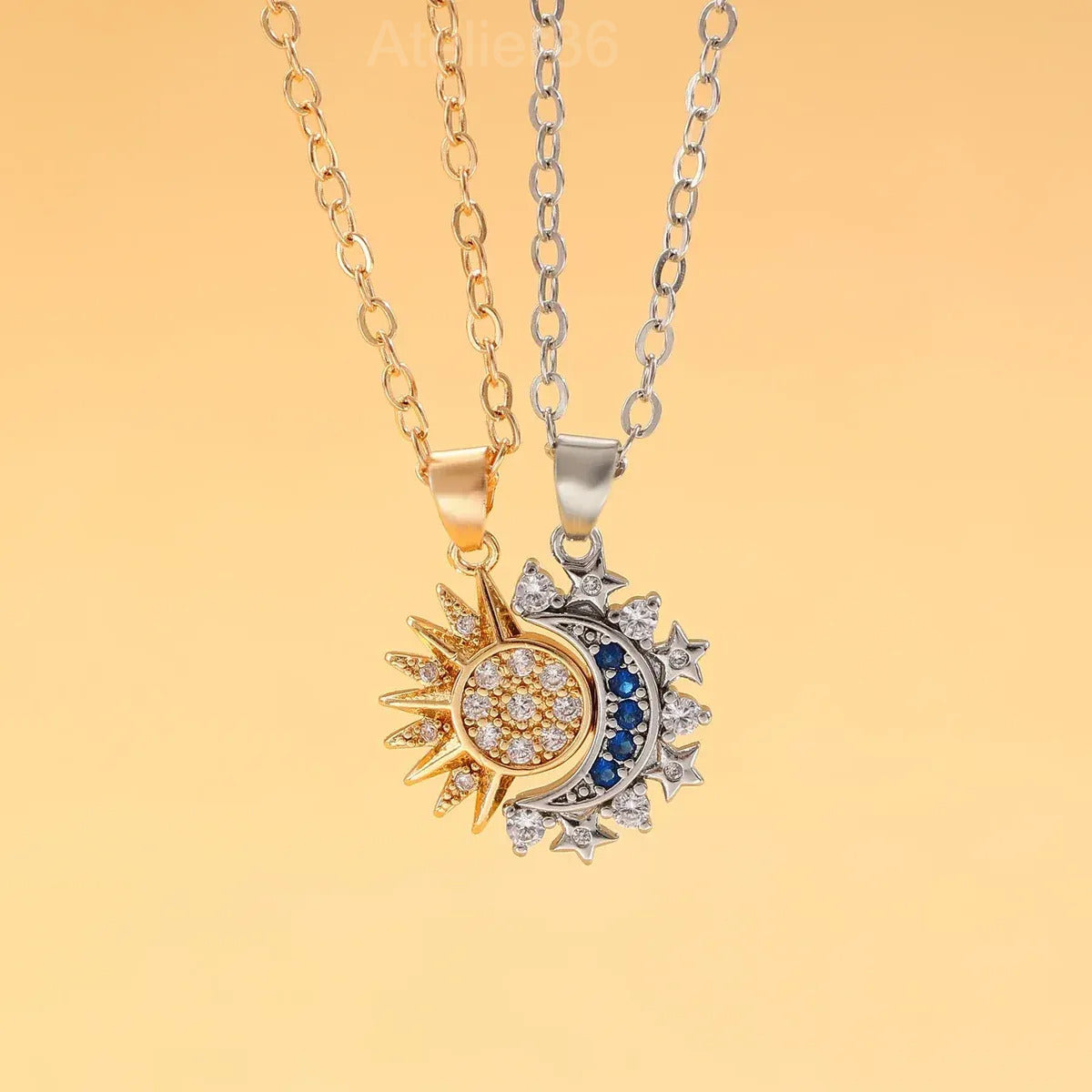 Sun and Moon Matching Necklace