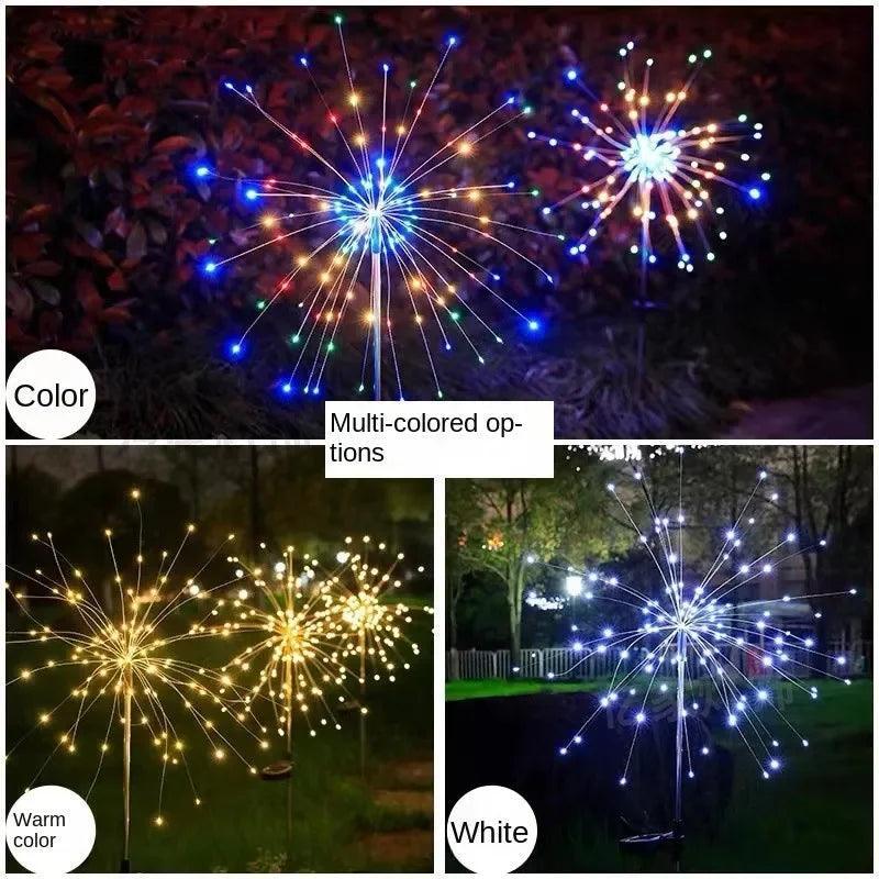 8-Mode LED Solar Firework Garden Lights - 90 LED, Flexible Copper Wire, IP65 Waterproof