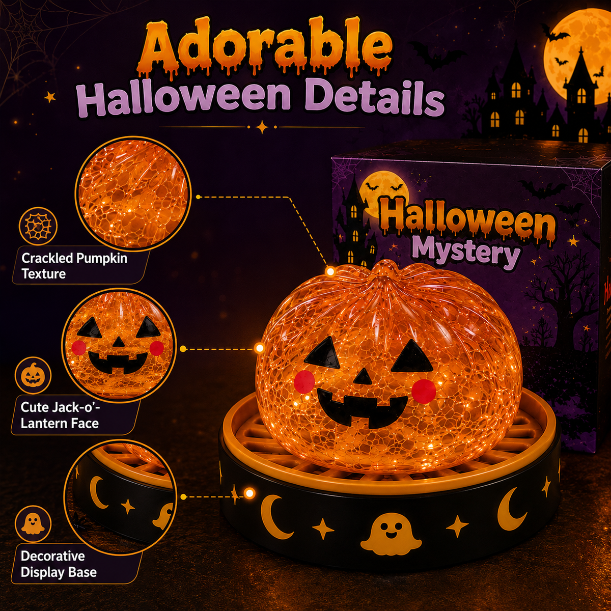 Squishy Glitter Light Up Halloween Pumpkin